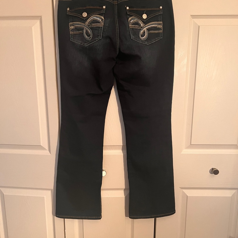 Angels Women's Dark Blue signature boot cut Jeans. - Picture 2 of 8